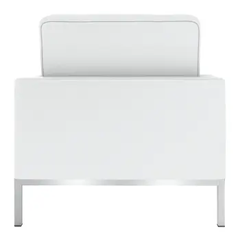 31" White and Silver Italian Leather Tufted Club Chair