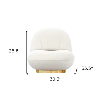 30" White and Gold Boucle Slipper Chair