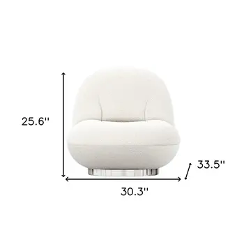 30" White and Silver Boucle Slipper Chair