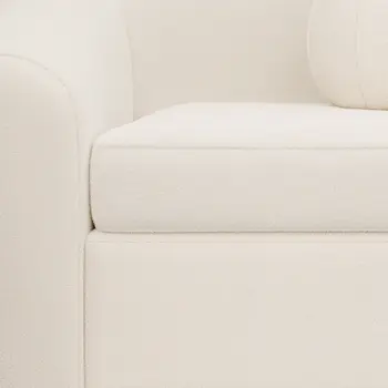 39" White and Natural Boucle Arm Chair