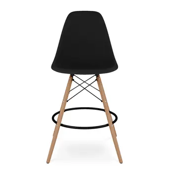 28" Black And Brown Heavy Duty Plastic And Solid Wood Counter Height Bar Chair