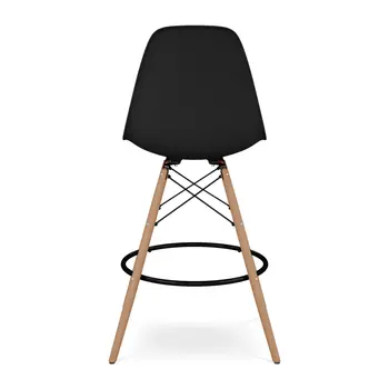 28" Black And Brown Heavy Duty Plastic And Solid Wood Counter Height Bar Chair