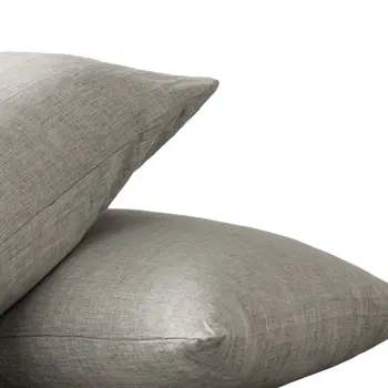 Set of Two Light Gray Linen Pillowcases