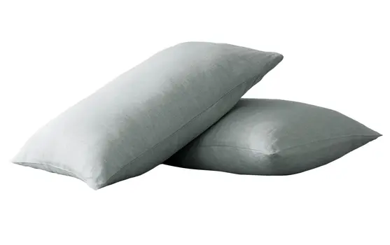 Set of Two Blue Linen Standard Pillowcases
