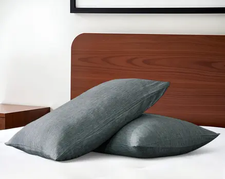 Set of Two Slate Gray Linen Pillowcases