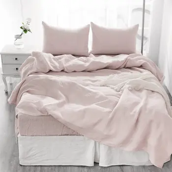 Four Piece Light Pink Linen Sheet Set