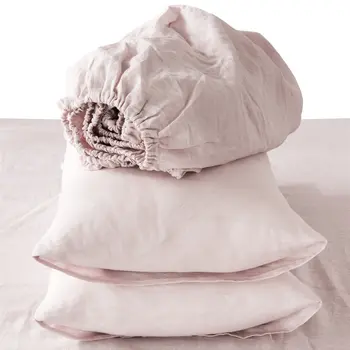 Four Piece Champagne Pink Linen Sheet Set