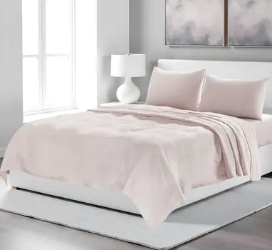 Four Piece Light Pink Linen Sheet Set