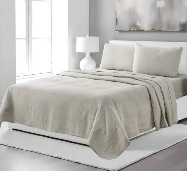 Four Piece Light Gray Linen Sheet Set