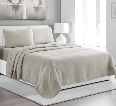 Four Piece Light Gray Linen Sheet Set