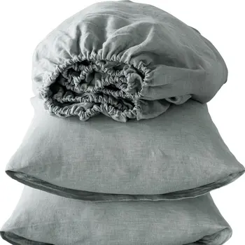 Four Piece Blue Linen Queen Sheet Set