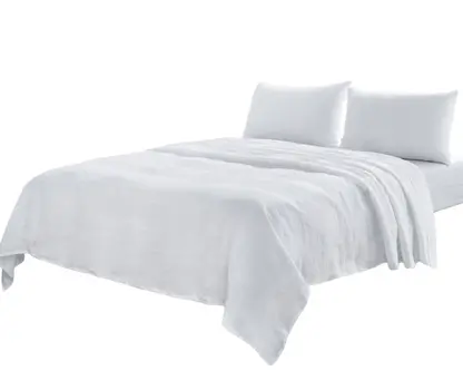 Four Piece White Linen Queen Sheet Set