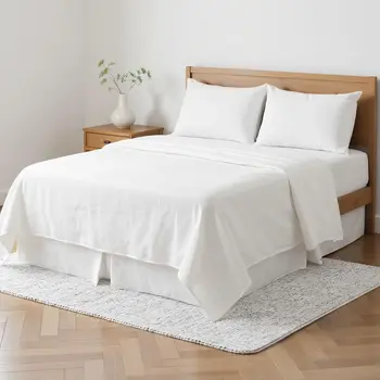 Four Piece Ivory Linen Twin Sheet Set