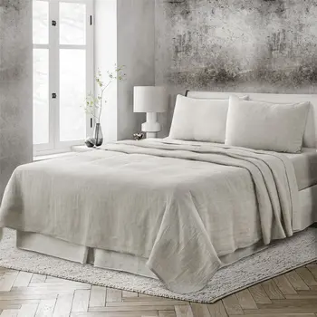Light Gray Linen King Flat Sheet