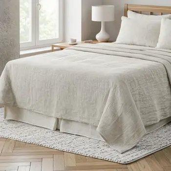 Light Gray Linen King Flat Sheet
