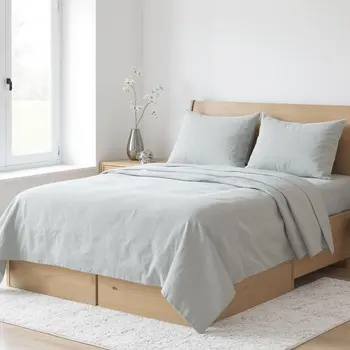 Blue Linen King Flat Sheet