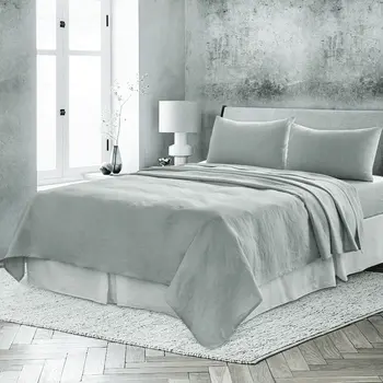 Blue Linen King Flat Sheet