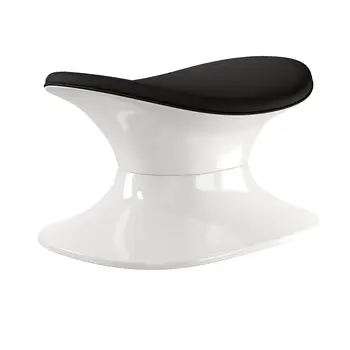 21" Black and White Wool And Fiberglass Contempo Footstool Ottoman