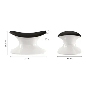21" Black and White Wool And Fiberglass Contempo Footstool Ottoman