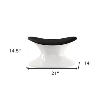 21" Black and White Wool And Fiberglass Contempo Footstool Ottoman