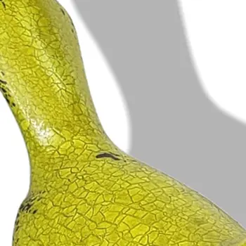Set of Three Lemongrass Green Polyresin and Metal Bird Sculptures