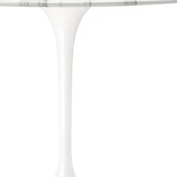 40" White Rounded Stone And Metal Pedestal Base Dining Table