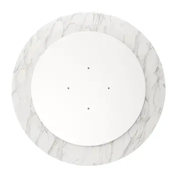 40" White And Gold Rounded Marble And Metal Pedestal Base Dining Table