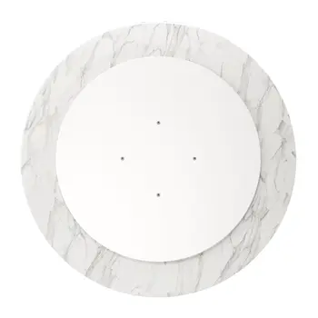40" White And Gray Rounded Marble And Metal Pedestal Base Dining Table