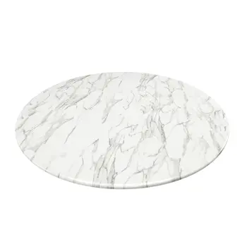 32" White And Black Marble And Metal Dining Table