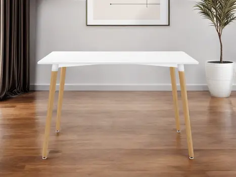 30" White And Natural Solid Wood Dining Table