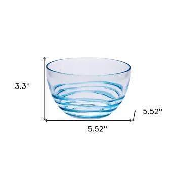Clear and Blue Four Piece Swirl Acrylic Service For Four Bowl Set