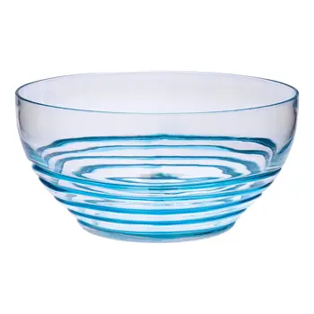 10" Clear and Blue Swirl Acrylic Round Salad Bowl