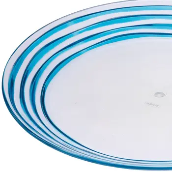 Clear and Blue Four Piece Swirl Acrylic Service For Four Dinner Plate Set