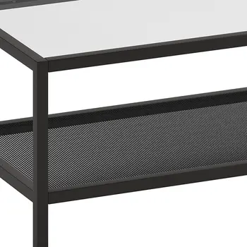 45" Clear And Black Glass And Steel Coffee Table With Shelf
