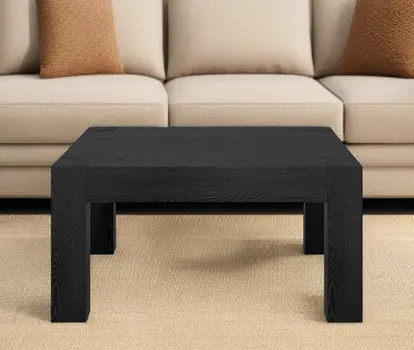 34" Black Wood Square Coffee Table