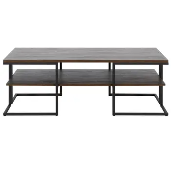 45" Black Steel Coffee Table With Shelf