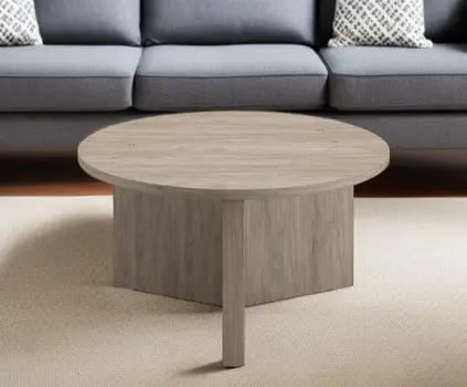 32" Gray Round Coffee Table