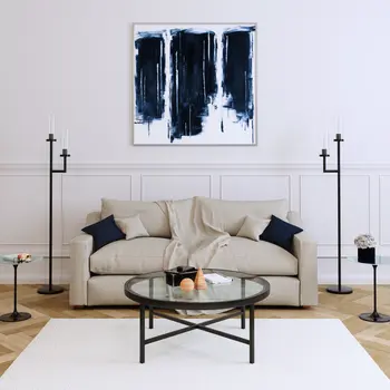 36" Black Glass And Steel Round Coffee Table