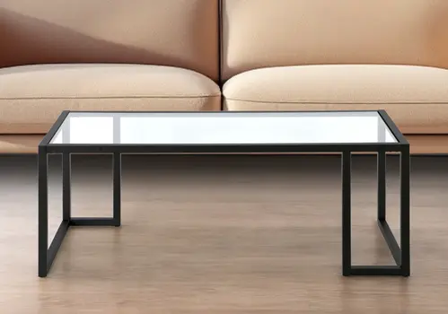45" Black Glass And Steel Coffee Table