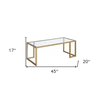 45" Gold Glass And Steel Coffee Table