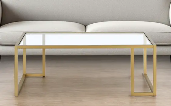 45" Gold Glass And Steel Coffee Table