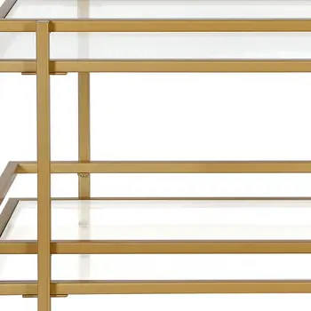 45" Gold Glass And Steel Coffee Table With Shelf