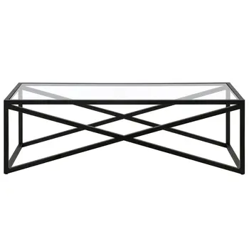54" Black Glass And Steel Coffee Table