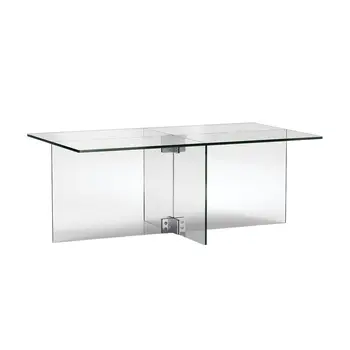 24" Clear Glass And Steel Coffee Table