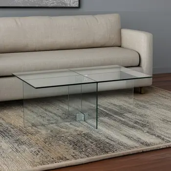 24" Clear Glass And Steel Coffee Table