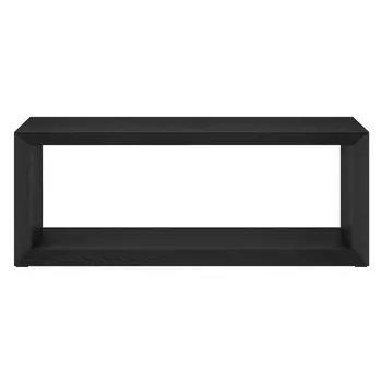 48" Black Faux Wood Coffee Table With Shelf