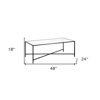 48" Black Glass And Steel Coffee Table