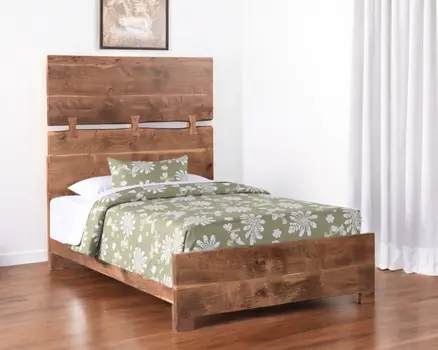 Chestnut Live Edge Solid Wood And Tufted Queen Bed Frame