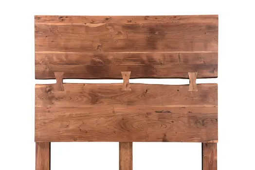 Chestnut Live Edge Solid Wood And Tufted Queen Bed Frame