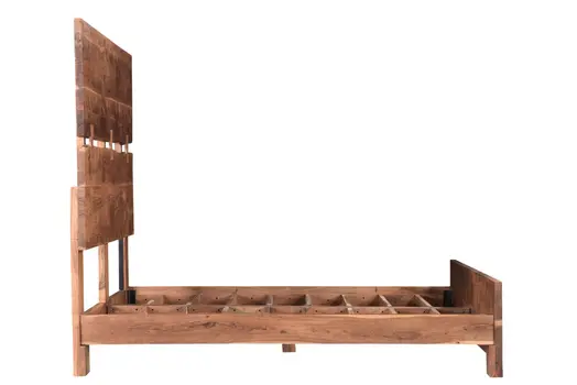 Chestnut Live Edge Solid Wood And Tufted Queen Bed Frame